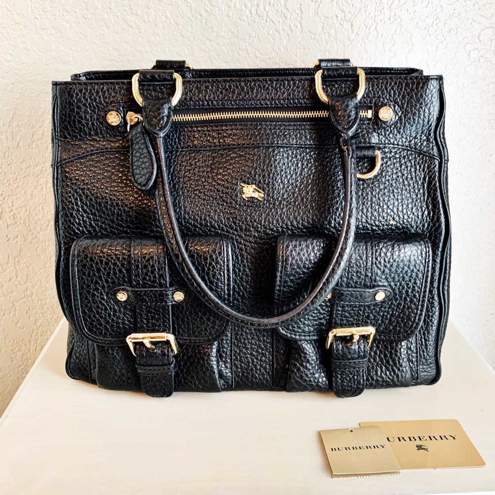 Burberry Prorsum Black Leather tote Laptop bag